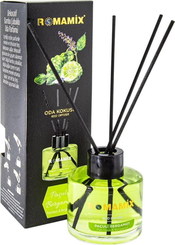 Romamix Paçuli & Bergamot Dekoratif Bambu Çubuklu Oda Kokusu & Oda Parfümü 100 Ml - Image 1