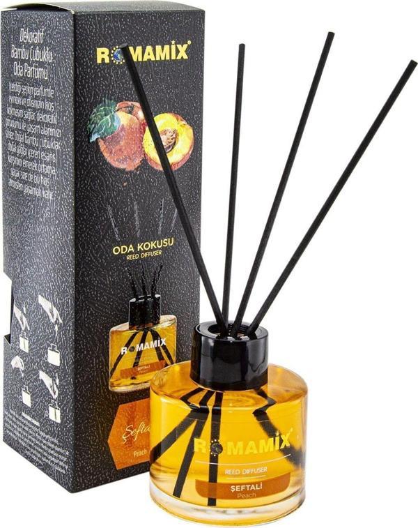 Romamix Şeftali Dekoratif Bambu Çubuklu Oda Kokusu & Oda Parfümü 100 Ml - Image 1