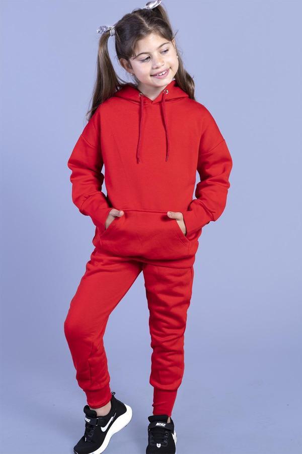 Toontoy Unısex Çocuk Kanguru Cepli Pamuklu Eşofman Takımı - Image 1