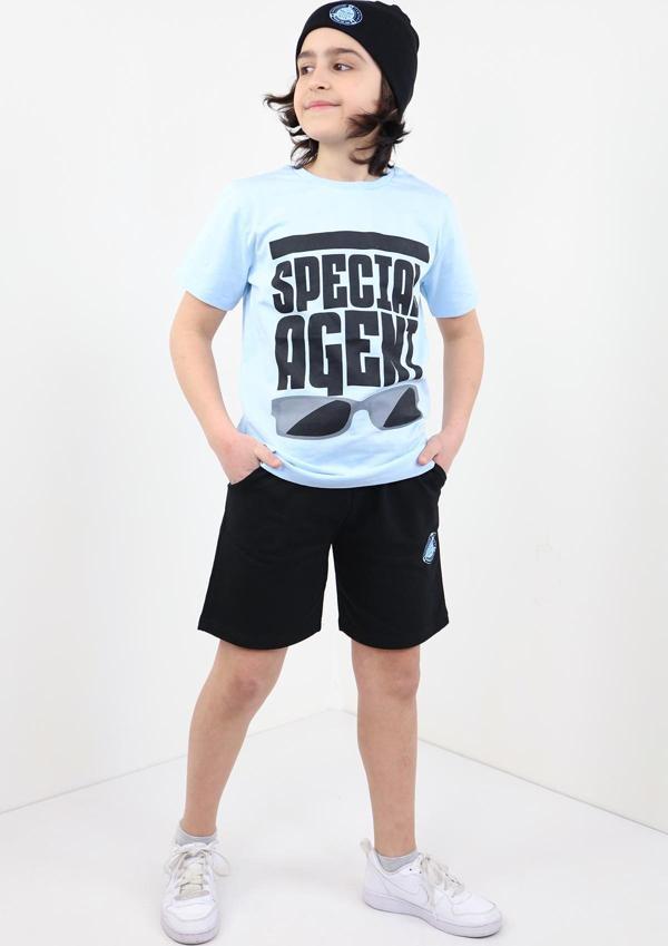 Toontoy Erkek Çocuk Önü Yazı Baskılı Alt Arma Detaylı Şortlu Takım - Image 1