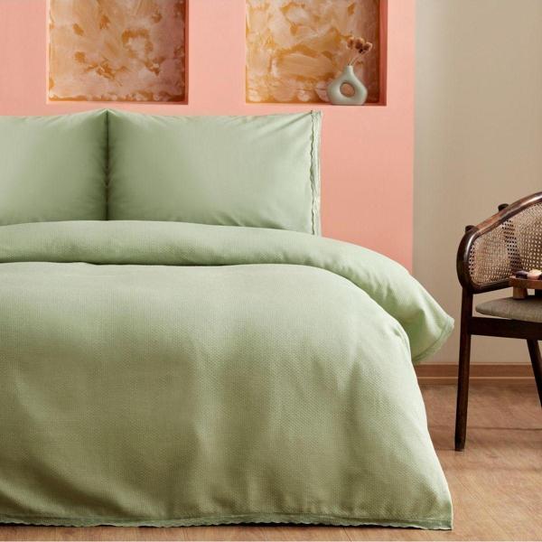 Karaca Home Alia % 100 Pamuk Fistolu Çift Kişilik Pike Takımı Adaçayı - Image 1