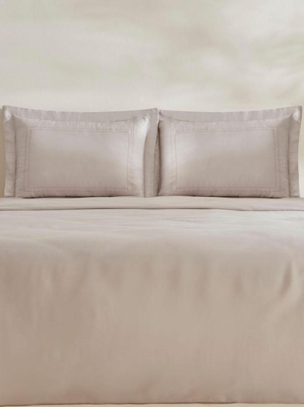 Karaca Home White Collection Felves %100 Pamuk King Size Nevresim Takımı Açık Gri - Image 1