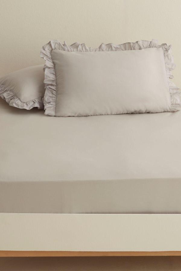 Karaca Home Basic %100 Pamuk Tek Kişilik Düz Çarşaf Gri - Image 1
