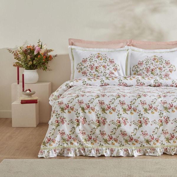 Karaca Home Emilie %100 Pamuk Çift Kişilik Pike Takımı Pembe  - Image 1