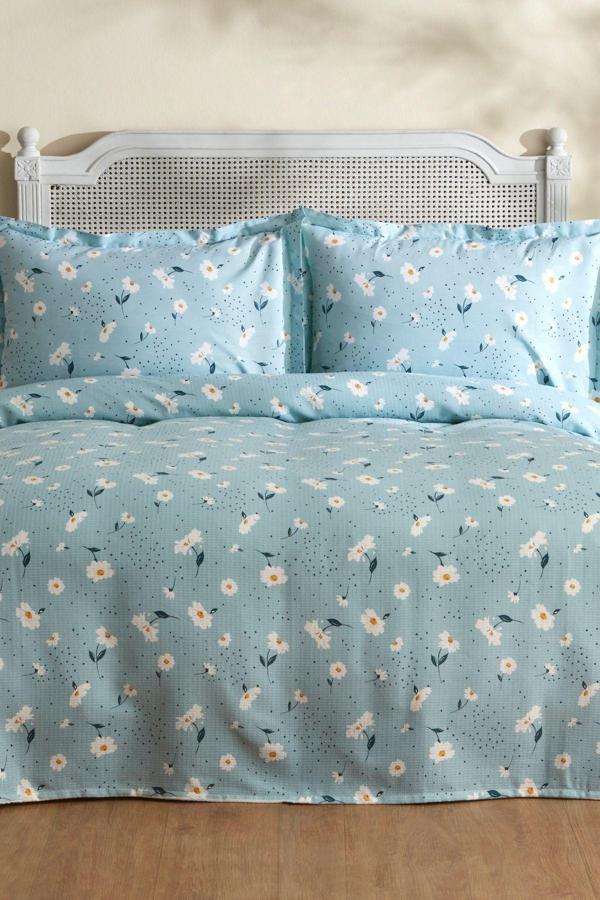 Karaca Home Daisy %100 Pamuk Çift Kişilik Pike Takımı Mint PP - Image 1