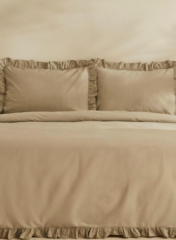 Karaca Home Pure Ruffle %100 Pamuk Çift Kişilik Nevresim Takımı Adaçayı - Image 1