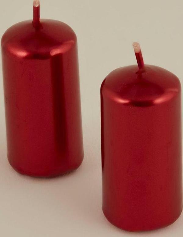 Karaca Home Sütun Mum Metalik Kırmızı - Image 1