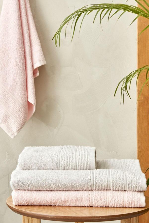 Karaca Home Vinos 4 Parça Banyo/Baş Havlusu Hamam Seti Pudra - Image 1