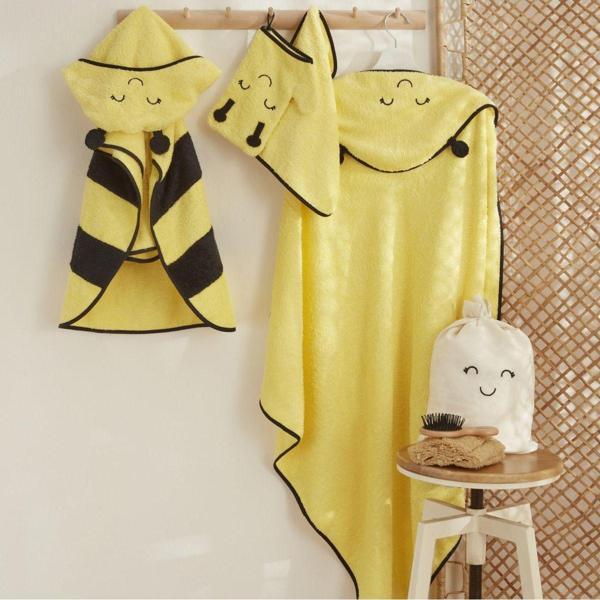 Karaca Home Bebek Little Bee Havlu Kundak Kese Set - Image 1