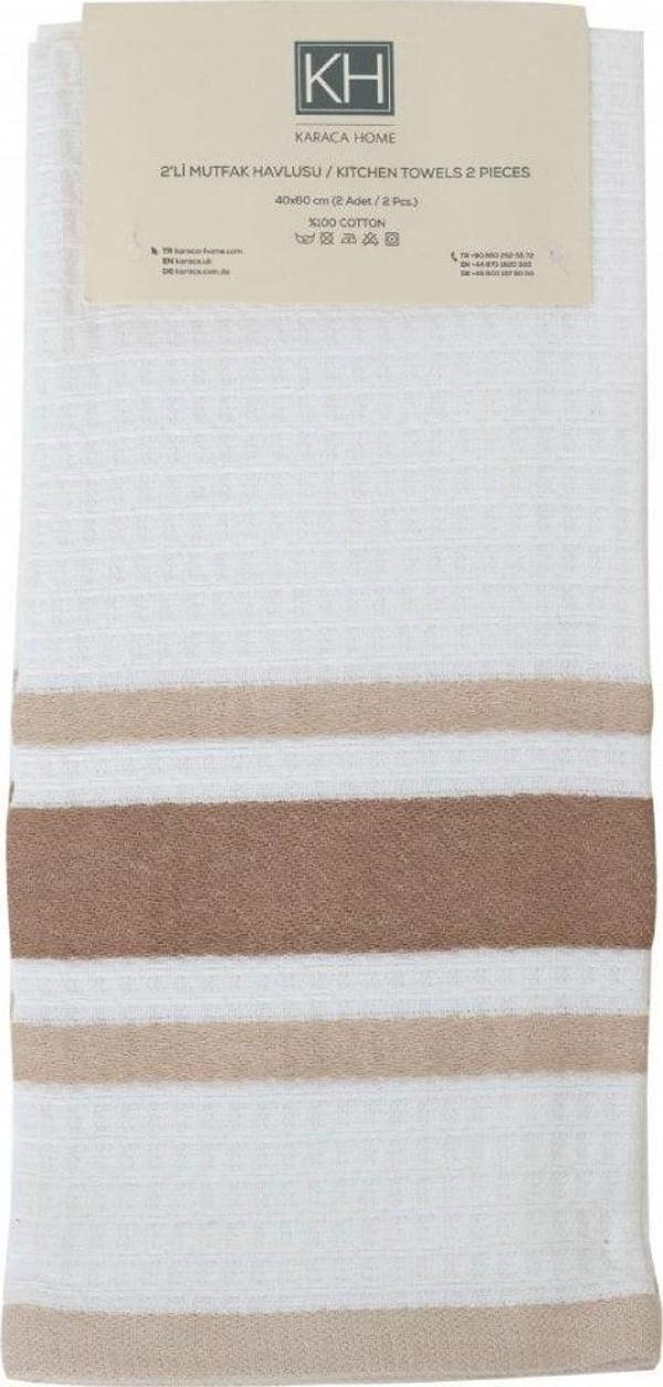 Karaca Home Swiss %100 Pamuk Mutfak Havlusu 2'li 60x40 cm Bej - Image 1
