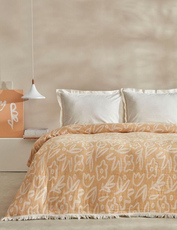 Karaca Home Bouquet Çift Kişilik Müslin Pike Sarı - Image 1