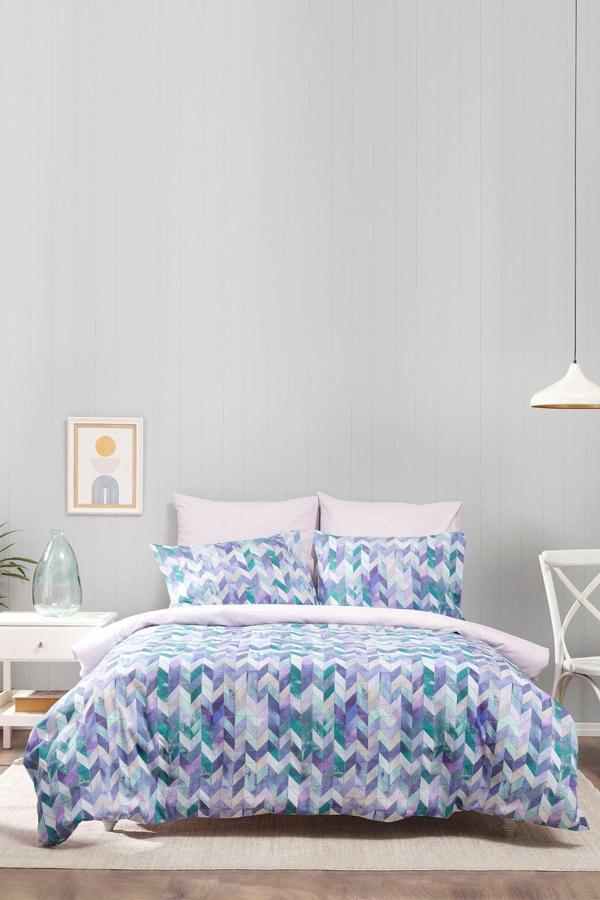 Sarah Anderson Melange Tek Kişilik Nevresim Takımı Mor - Image 1