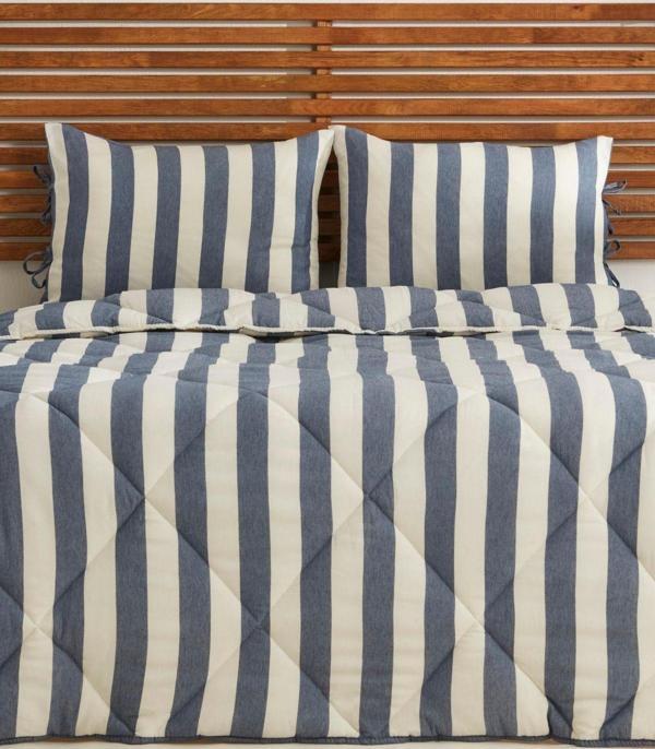 Sarah Anderson Barlet Çift Kişilik Comfort Set/Uyku Seti Çizgili Mavi - Image 1