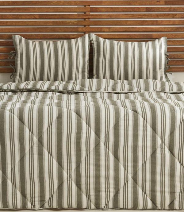 Sarah Anderson Barlet Çift Kişilik Comfort Set/Uyku Seti Çizgili Yeşil - Image 1