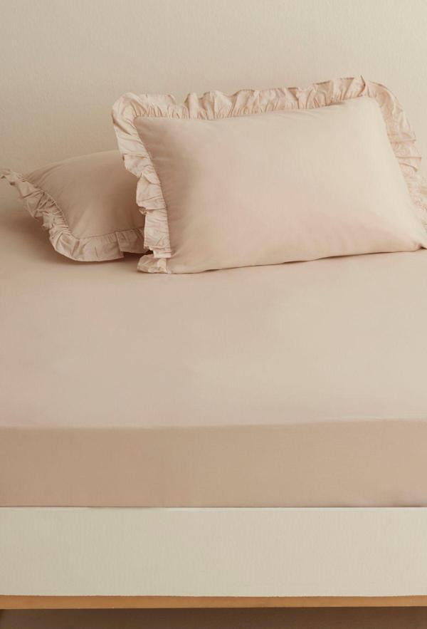 Karaca Home Basic %100 Pamuk King Kişilik Düz Çarşaf Bej - Image 1