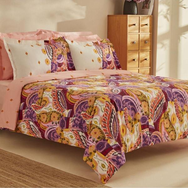 Karaca Home Ruiz %100 Pamuk Çift Kişilik Nevresim Takımı Fuşya - Image 1