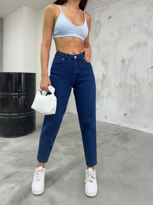 Bikelife Kadın Esnek/Likralıyüksek Bel Mom Jeans Lacivert 32 - Image 1