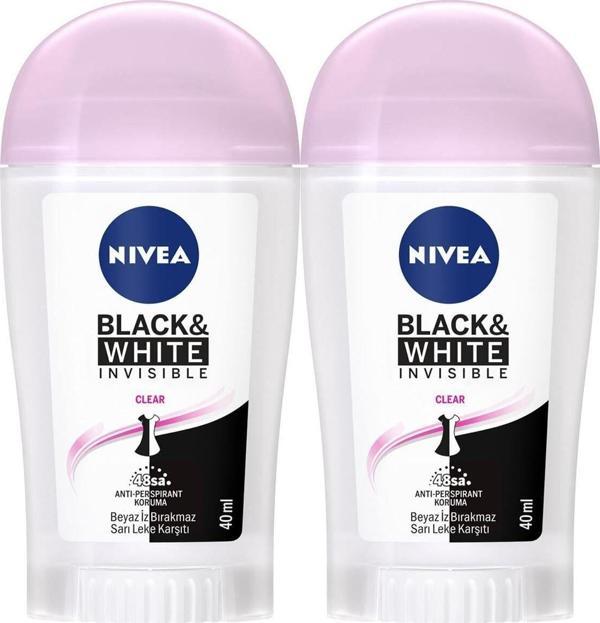 Kadın Stick Deodorant Black&white Invisible Clear 48 Saat Anti-perspirant Koruma 40ml X2 Adet - Image 1