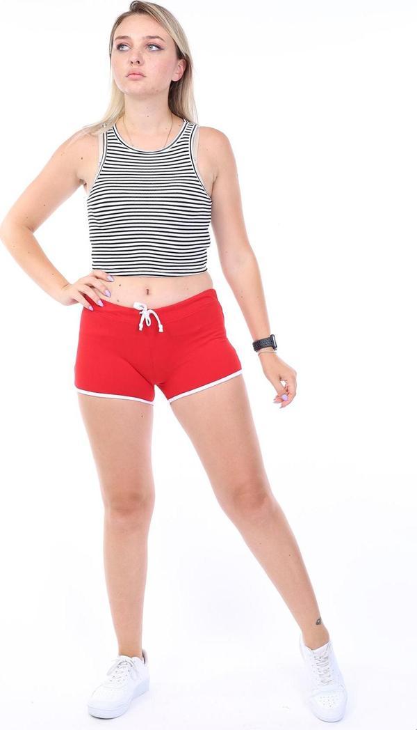 Toontoy Kadın Beli Lastikli Biye Detaylı Şort - Image 1