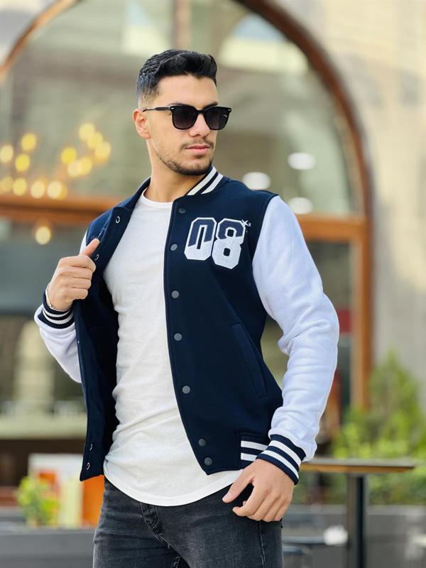 Miron Erkek 08 Kolej Ceket Regular Fit-Beyaz-Lacivert- 2311 - Image 1