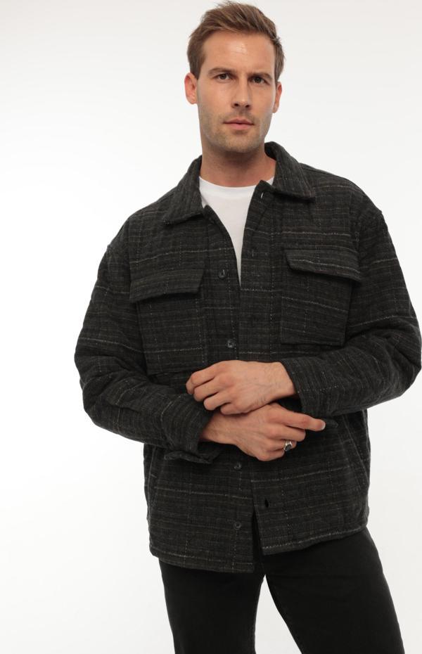 Miron Haki Desenli Kapitone Detaylı Regular Fit Ceket-2456 - Image 1