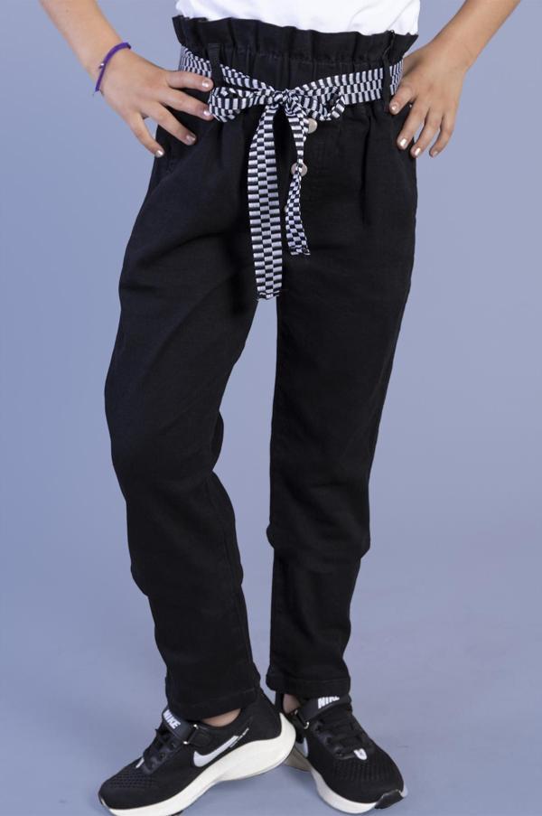 Toontoy Kız Çocuk Yüksek Bel İki Yanı Cepli Regular Fit Jean Pantolon - Image 1