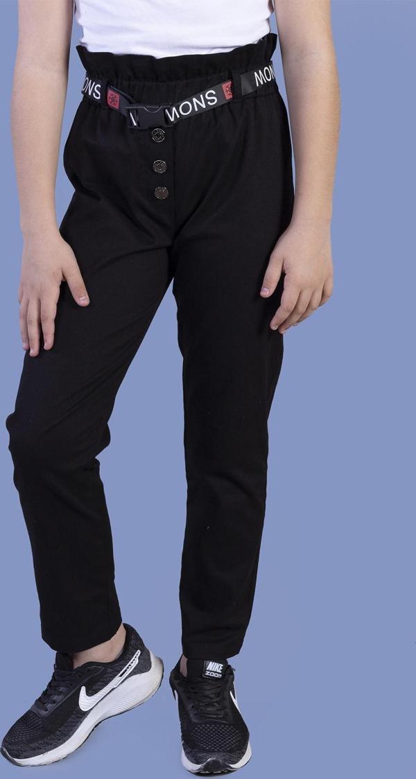 Toontoy Kız Çocuk Beli Lastikli Kemer Detaylı Pantolon - Image 1
