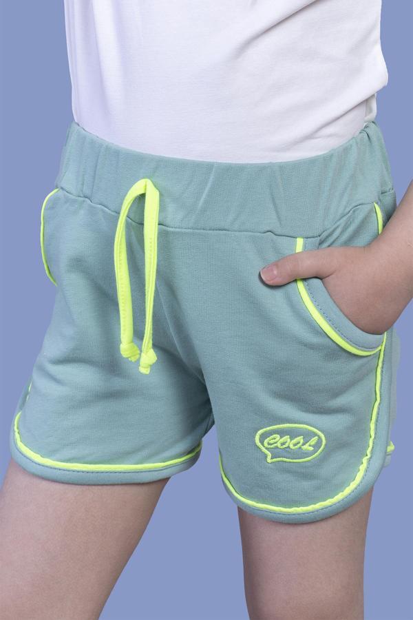 Toontoy Kız Çocuk Beli Lastikli İki Yanı Cepli Nakışlı Şort - Image 1