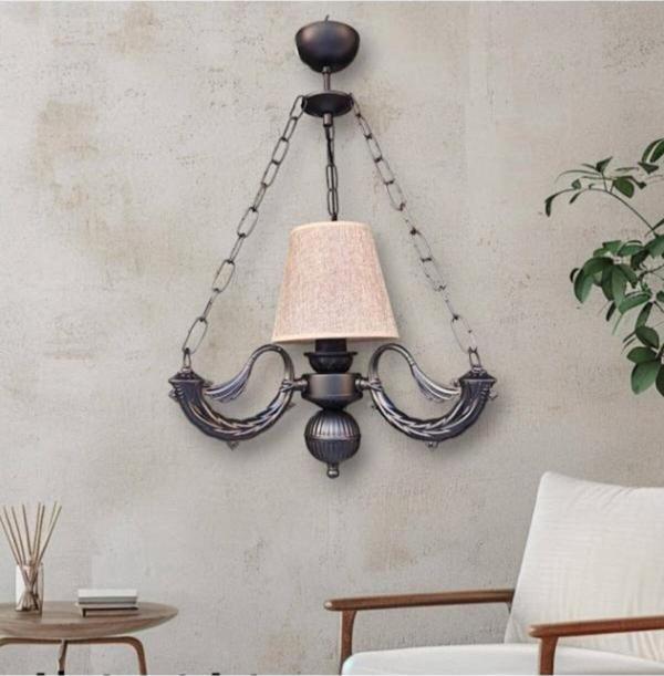 Dede Tekli Riga Avize Zincirli Siyah Kahve Rengi Şapkalı 30x60 cm - Image 1