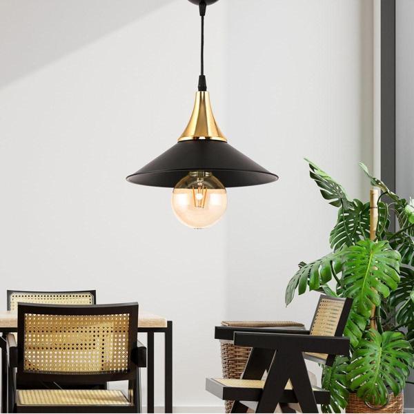 Dede Tekli Ufo Sarkıt Avize Japon Şapkalı Gold 57x80 cm - Image 1