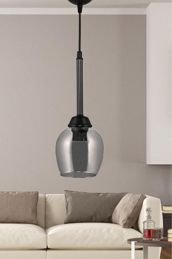 Dede Tekli Volga Sarkıt Antrasit Siyah Füme Camlı 60x70 cm - Image 1