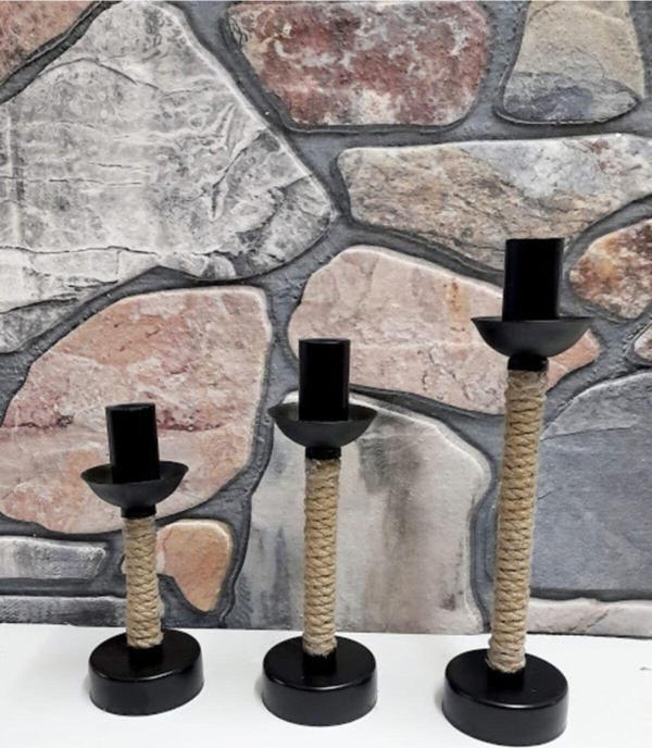 Dede Üçlü Cuerda Mumluk Halatlı Siyah 15x23 cm - Image 1