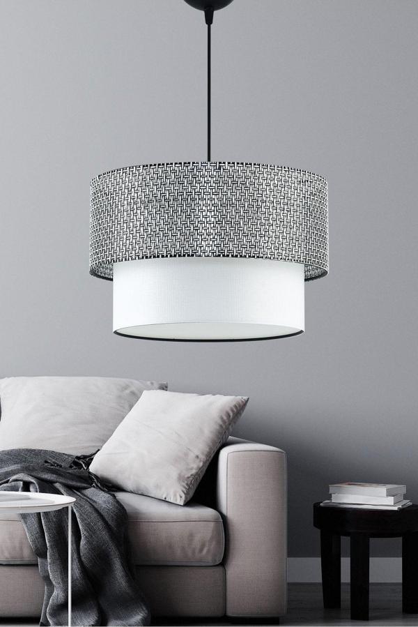 Dede Siyah Hasır Tekli Pasta Sarkıt Avize 30x60 cm - Image 1