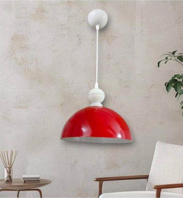 Dede Tekli Banker Metal Sarkıt Avize Kırmızı Beyaz 25x70 cm - Image 1