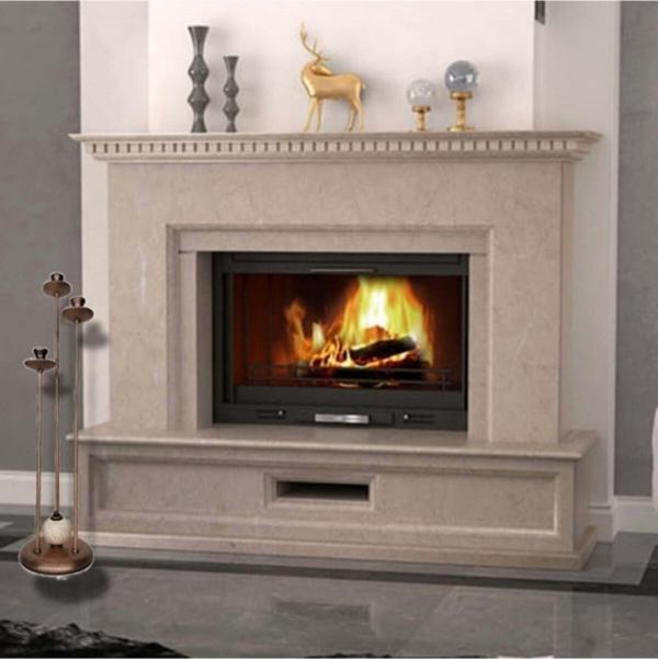 Dede Üçlü Şamdan Mumluk Krem Çini Bakır 34x48 cm - Image 1