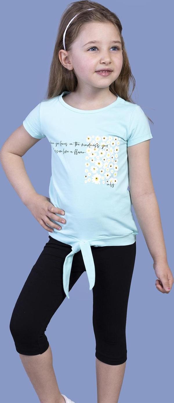 Toontoy Kız Çocuk Papatya Desenli Baskılı Taytlı Takım - Image 1