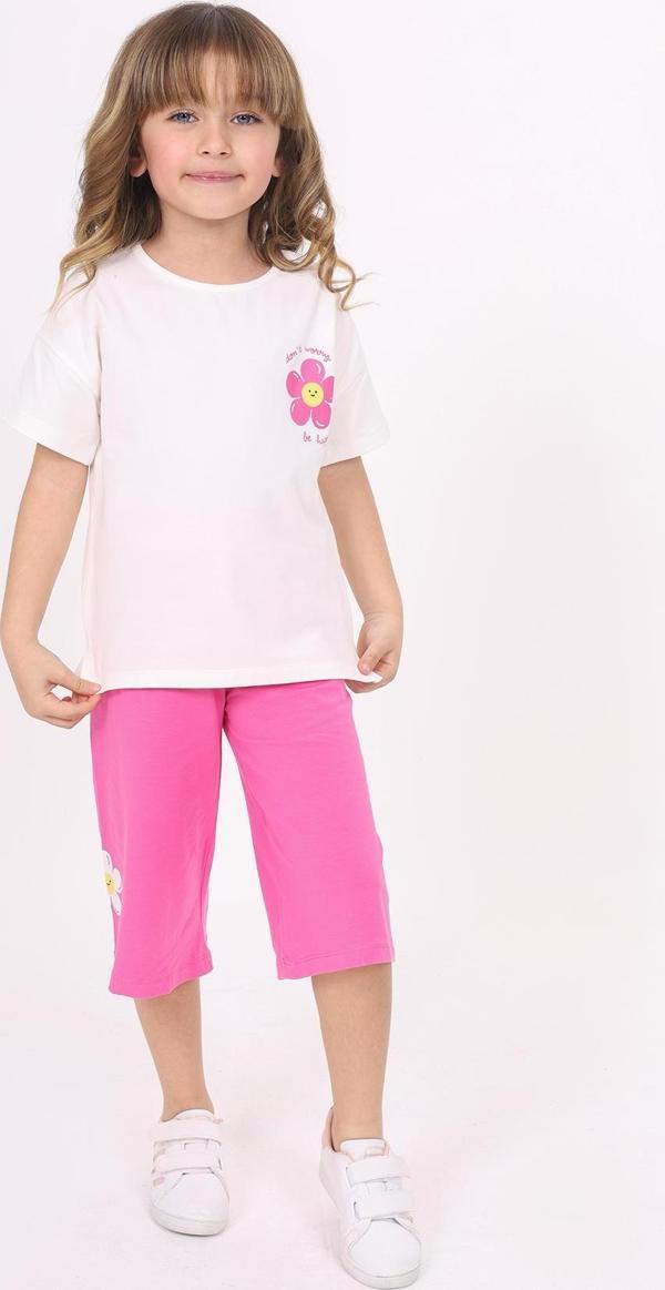 Toontoy Kız Çocuk Çiçek Yazı Baskılı Kaprili Takım  - Image 1