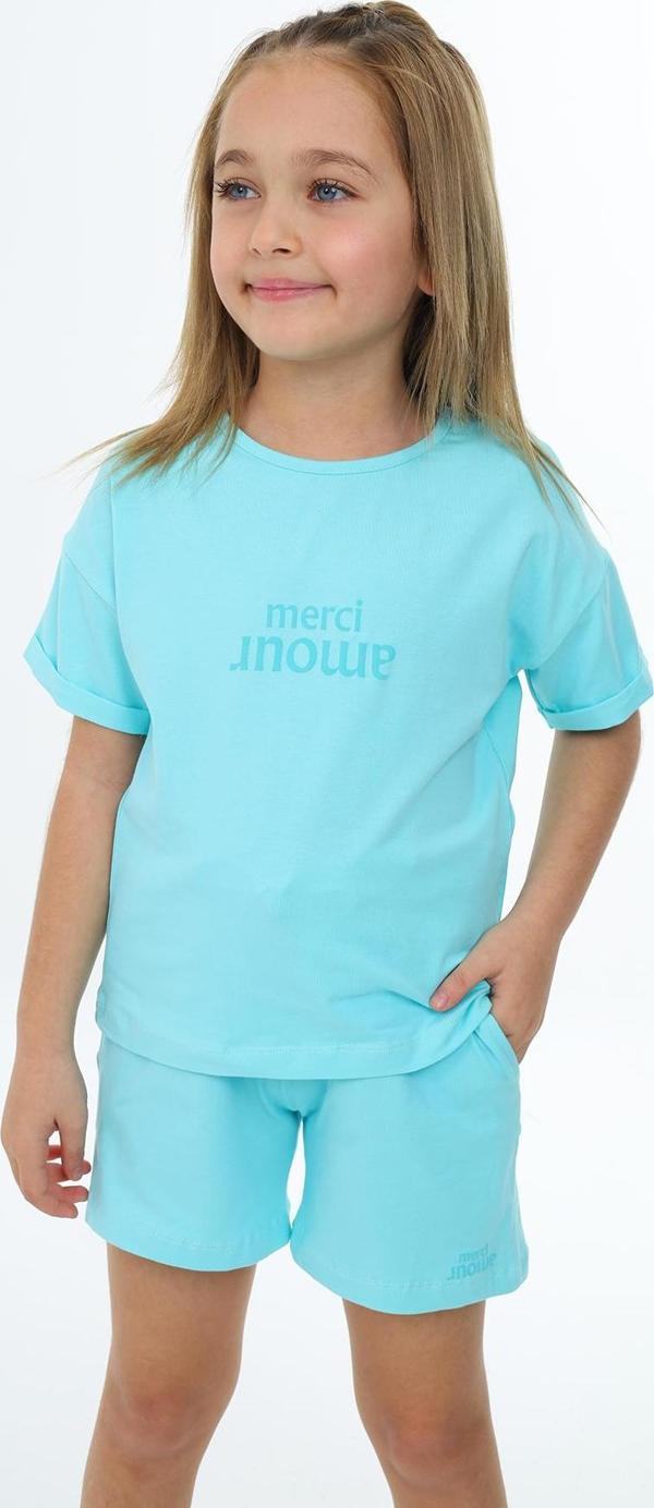 Toontoy Kız Çocuk Merci Aour Yazı Baskılı Şortlu Takım - Image 1