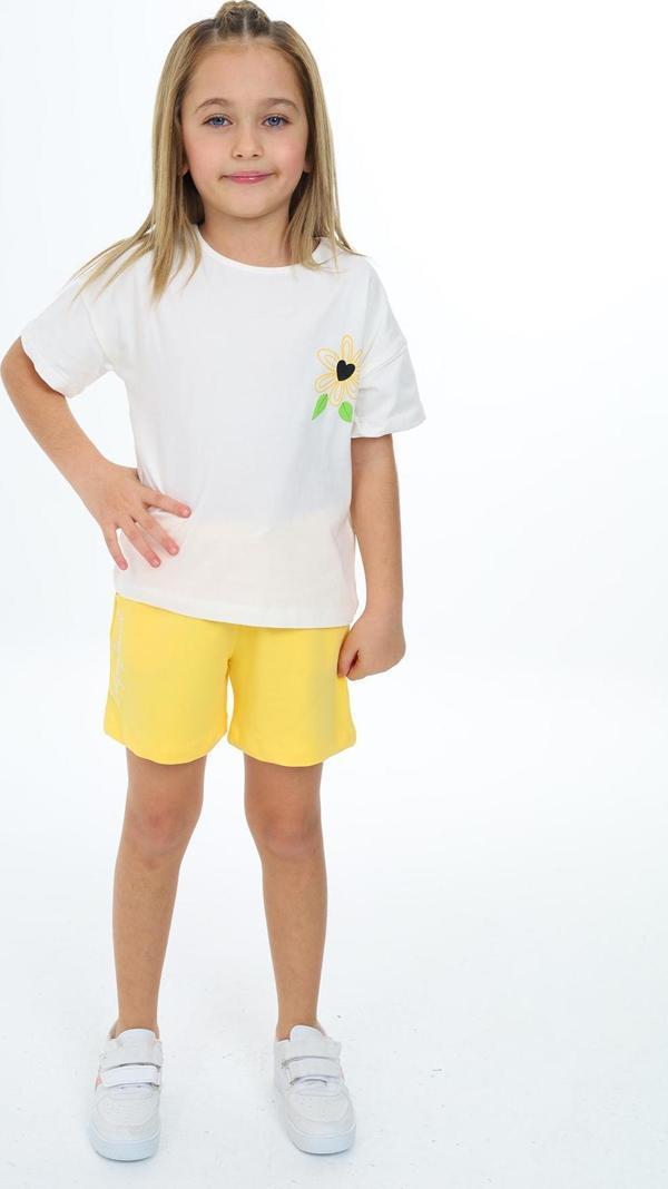 Toontoy Kız Çocuk Garni Renk Çicek Baskılı Şortlu Takım - Image 1