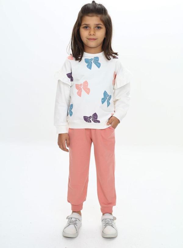 Toontoy Kız Çocuk Fiyonk Baskılı Eşofman Takım - Image 1