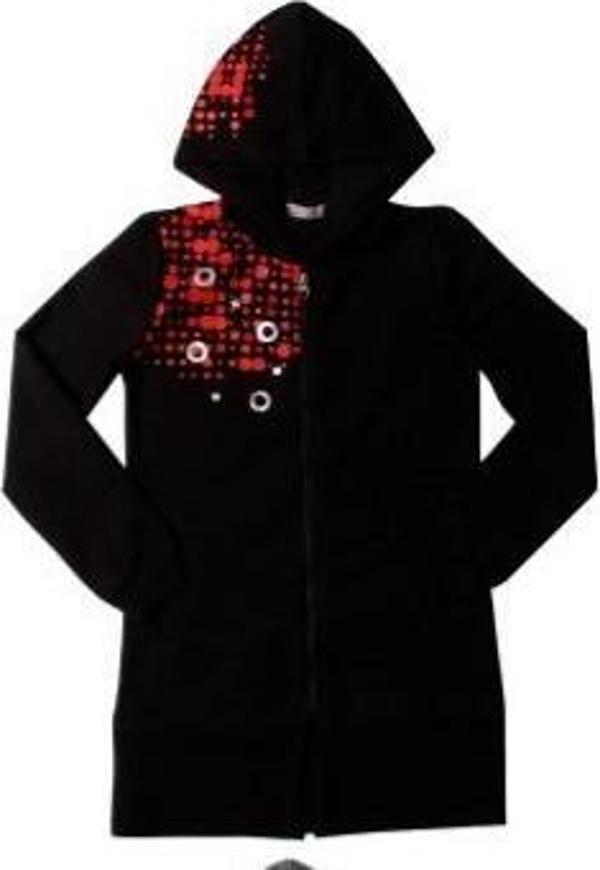 Toontoy Kız Çocuk Kapşonlu Hırka You Luck Better Varak Baskılı - Image 1