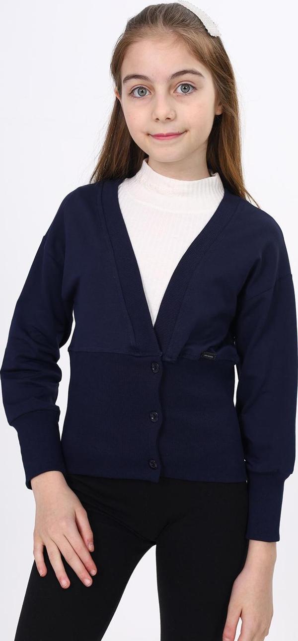 Toontoy Kız Çocuk Yarım Kaşkorse Detaylı Düğmeli  Okul Hırka - Image 1