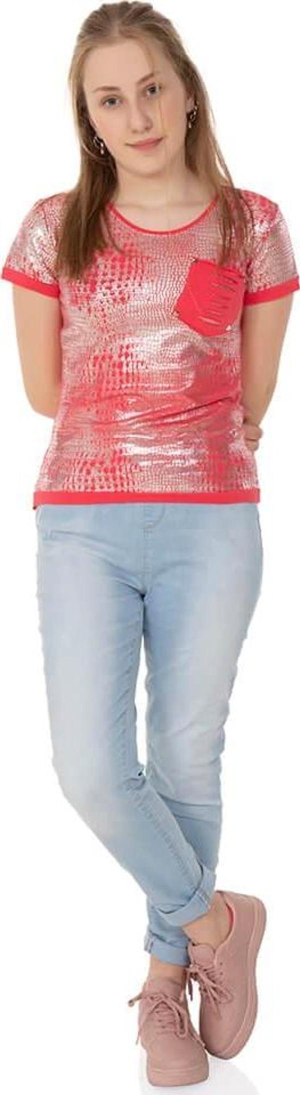 Toontoy Kız Çocuk T-Shirt Komple Varak Baskı Lazer Kesim - Image 1
