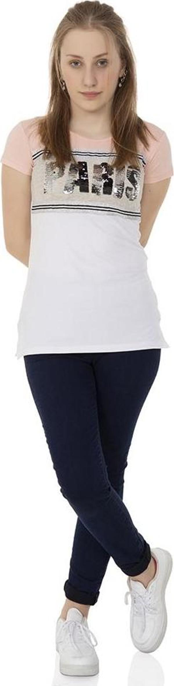 Toontoy  Kız Çocuk T-Shirt Paris Pul Nakış - Image 1