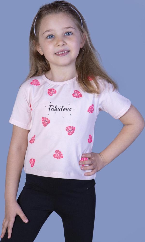 Toontoy Kız Çocuk Yaprak Desenli Fabulous Baskılı Tişört - Image 1