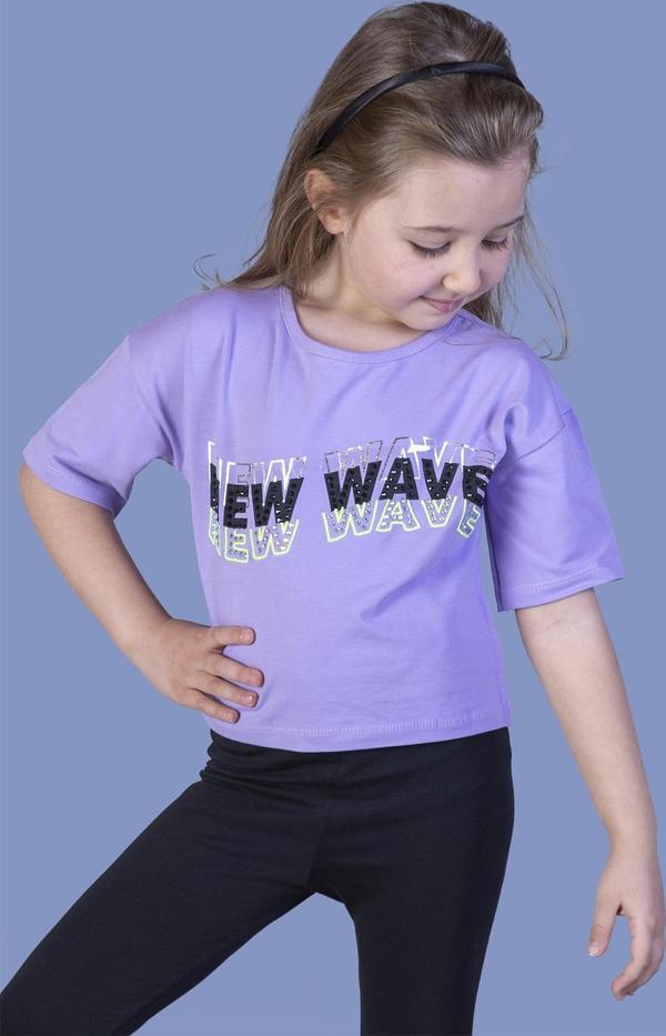 Toontoy Kız Çocuk New Wave Baskılı Taş İşlemeli Tişört - Image 1
