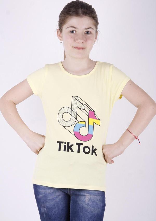 Toontoy Kız Çocuk TikTok Baskılı Tişört - Image 1