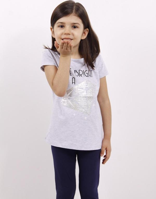 Toontoy Kız Çocuk Elmas Taş Nakışlı Tişört - Image 1