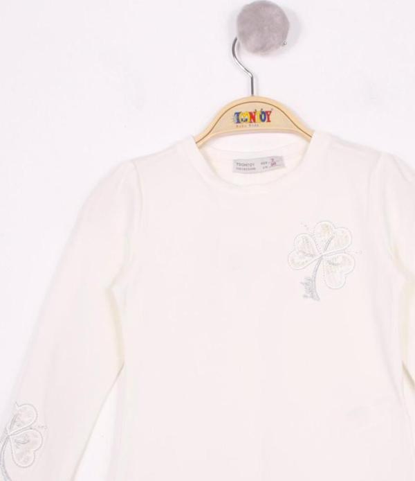 Toontoy Kız Çocuk Yonca Nakışlı Sweatshirt - Image 1