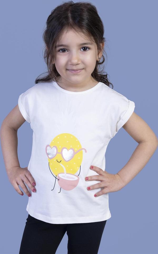 Toontoy Kız Çocuk Ananas Baskılı Tişört - Image 1